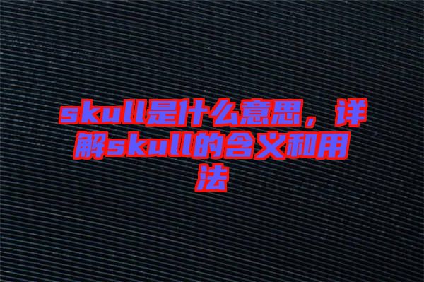 skull是什么意思，詳解skull的含義和用法