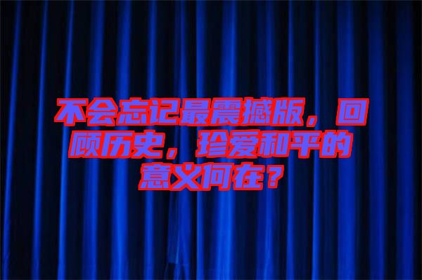 不會忘記最震撼版，回顧歷史，珍愛和平的意義何在？