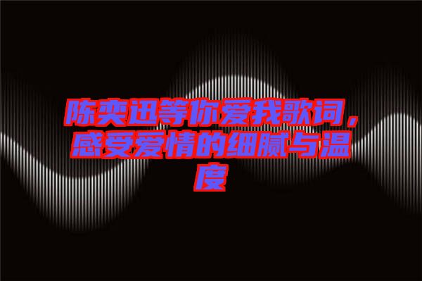 陳奕迅等你愛我歌詞，感受愛情的細(xì)膩與溫度