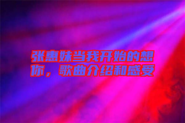 張惠妹當(dāng)我開始的想你，歌曲介紹和感受