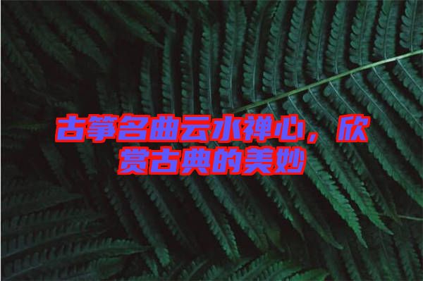 古箏名曲云水禪心，欣賞古典的美妙