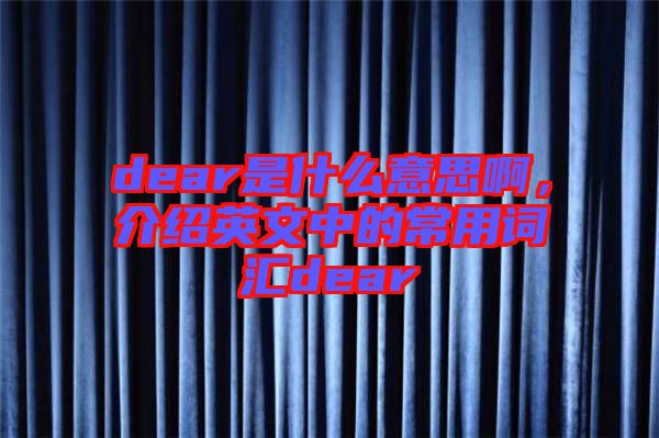 dear是什么意思啊，介紹英文中的常用詞匯dear