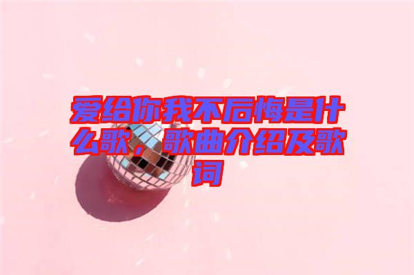 愛給你我不后悔是什么歌，歌曲介紹及歌詞