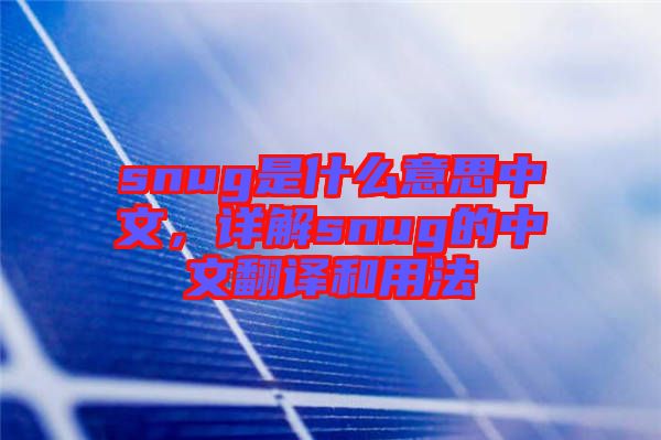 snug是什么意思中文，詳解snug的中文翻譯和用法