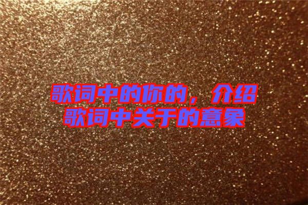 歌詞中的你的，介紹歌詞中關(guān)于的意象