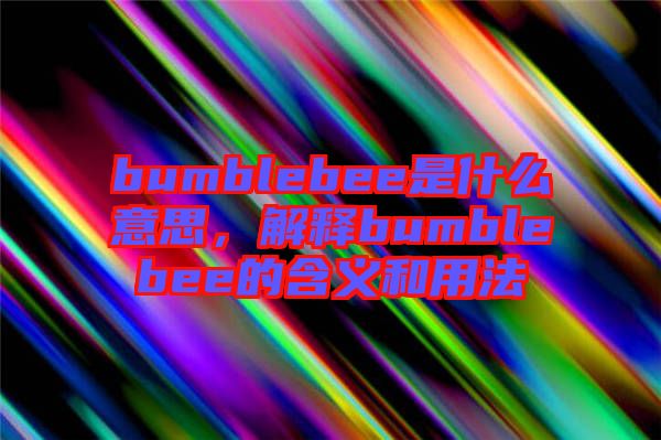 bumblebee是什么意思，解釋bumblebee的含義和用法