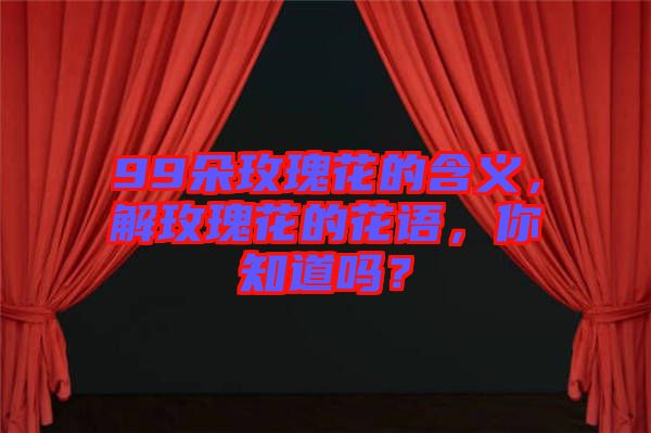 99朵玫瑰花的含義，解玫瑰花的花語，你知道嗎？
