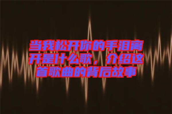 當(dāng)我松開你的手淚離開是什么歌，介紹這首歌曲的背后故事