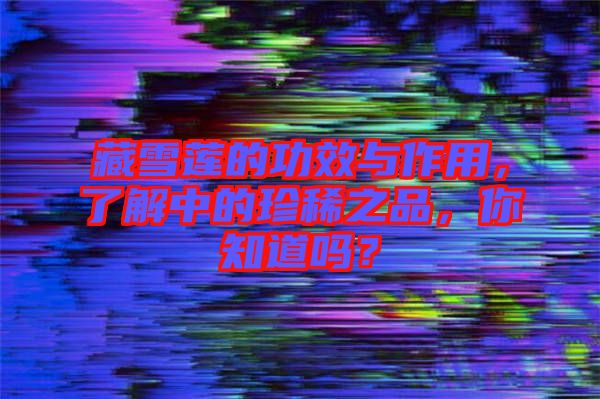 藏雪蓮的功效與作用，了解中的珍稀之品，你知道嗎？