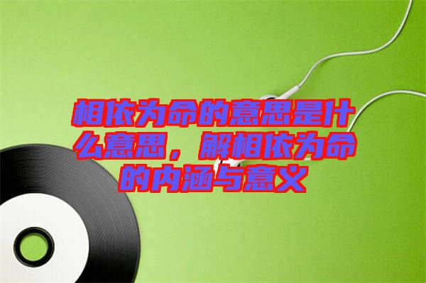 相依為命的意思是什么意思，解相依為命的內(nèi)涵與意義