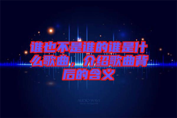 誰也不是誰的誰是什么歌曲，介紹歌曲背后的含義