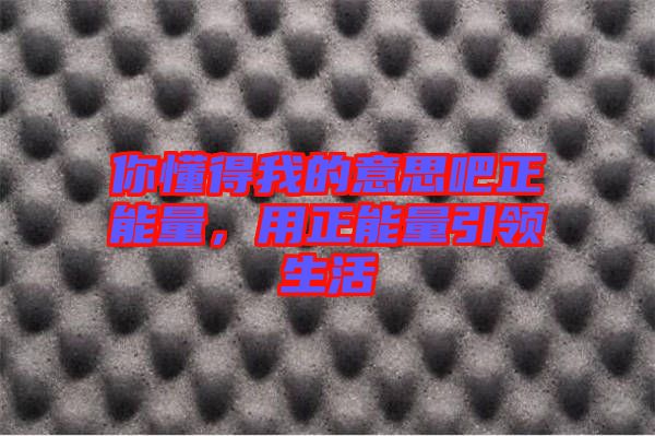 你懂得我的意思吧正能量，用正能量引領(lǐng)生活