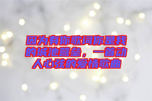 因?yàn)橛心愀柙~你是我的城池營(yíng)壘，一首動(dòng)人心弦的愛(ài)情歌曲
