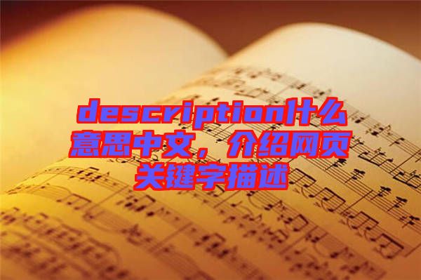 description什么意思中文，介紹網(wǎng)頁(yè)關(guān)鍵字描述