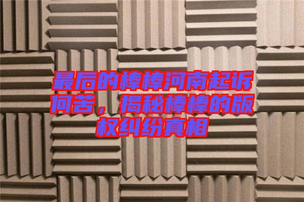 最后的棒棒河南起訴何苦，揭秘棒棒的版權(quán)糾紛真相