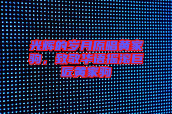 光輝的歲月原唱黃家駒，致敬華語搖滾巨匠黃家駒