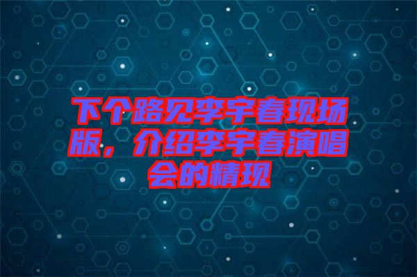 下個(gè)路見(jiàn)李宇春現(xiàn)場(chǎng)版，介紹李宇春演唱會(huì)的精現(xiàn)