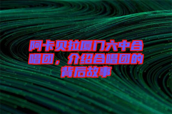 阿卡貝拉廈門六中合唱團(tuán)，介紹合唱團(tuán)的背后故事