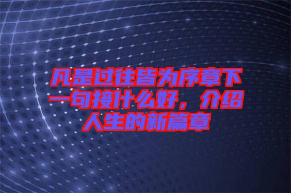 凡是過往皆為序章下一句接什么好，介紹人生的新篇章