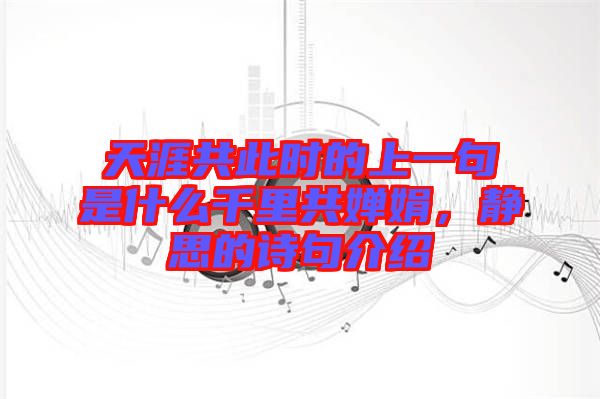 天涯共此時的上一句是什么千里共嬋娟，靜思的詩句介紹