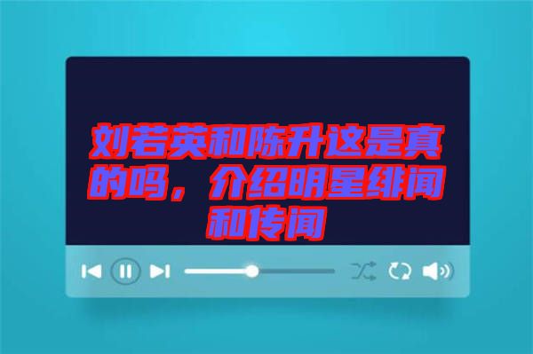 劉若英和陳升這是真的嗎，介紹明星緋聞和傳聞