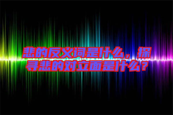 悲的反義詞是什么，探尋悲的對(duì)立面是什么？