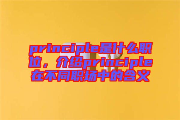 principle是什么職位，介紹principle在不同職場(chǎng)中的含義