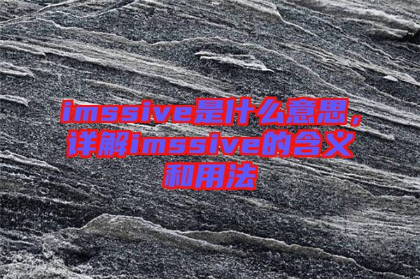 imssive是什么意思，詳解imssive的含義和用法