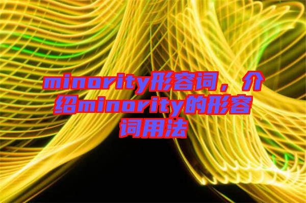 minority形容詞，介紹minority的形容詞用法