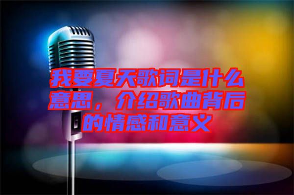 我要夏天歌詞是什么意思，介紹歌曲背后的情感和意義