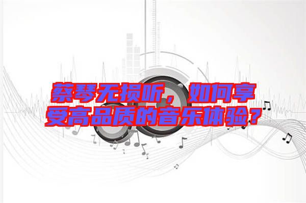 蔡琴無損聽，如何享受高品質的音樂體驗？