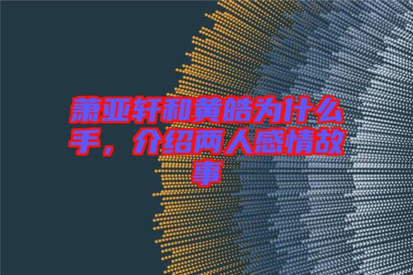 蕭亞軒和黃皓為什么手，介紹兩人感情故事