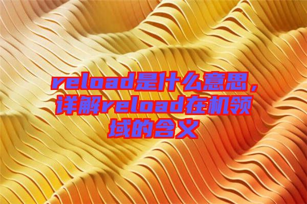 reload是什么意思，詳解reload在機領域的含義
