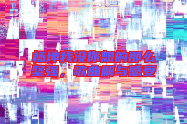 楊坤我沒你想的那么堅(jiān)強(qiáng)，歌曲解與感受