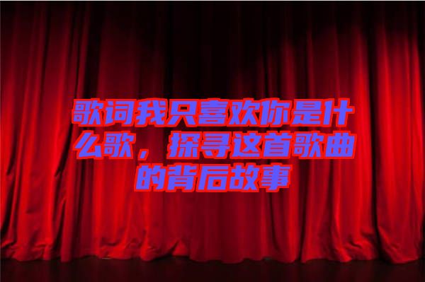 歌詞我只喜歡你是什么歌，探尋這首歌曲的背后故事