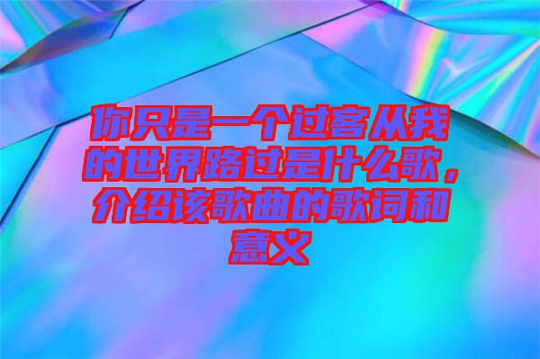 你只是一個(gè)過客從我的世界路過是什么歌，介紹該歌曲的歌詞和意義