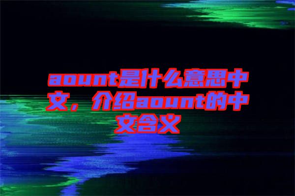 aount是什么意思中文，介紹aount的中文含義