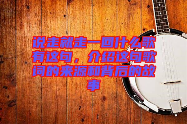 說(shuō)走就走一回什么歌有這句，介紹這句歌詞的來(lái)源和背后的故事