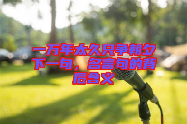 一萬(wàn)年太久只爭(zhēng)朝夕下一句，名言句的背后含義