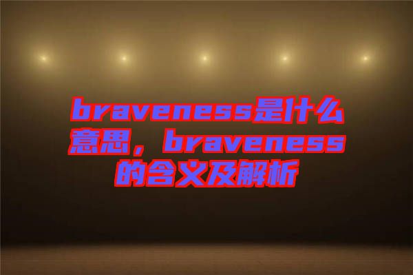 braveness是什么意思，braveness的含義及解析