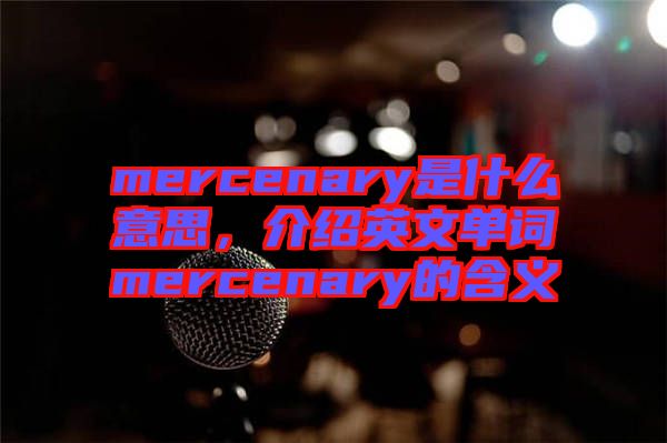 mercenary是什么意思，介紹英文單詞mercenary的含義