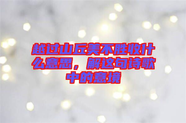 越過(guò)山丘美不勝收什么意思，解這句詩(shī)歌中的意境