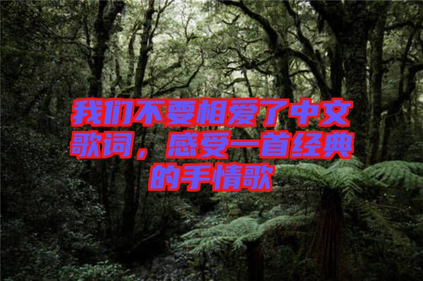我們不要相愛了中文歌詞，感受一首經(jīng)典的手情歌