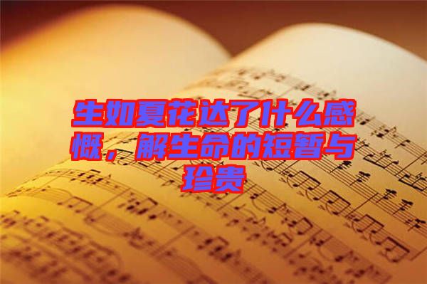 生如夏花達(dá)了什么感慨，解生命的短暫與珍貴