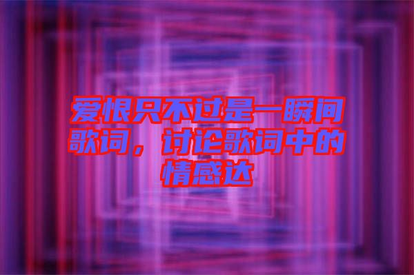 愛恨只不過是一瞬間歌詞，討論歌詞中的情感達(dá)