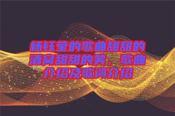 楊鈺瑩的歌曲甜甜的酒窩甜甜的笑，歌曲介紹及歌詞介紹
