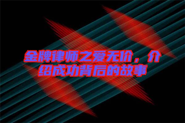 金牌律師之愛(ài)無(wú)價(jià)，介紹成功背后的故事