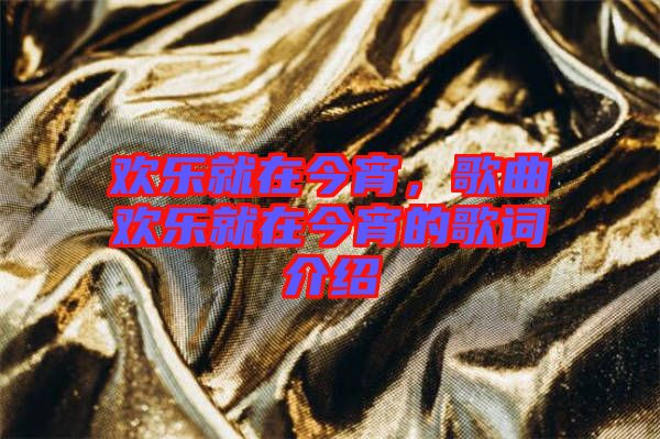 歡樂就在今宵，歌曲歡樂就在今宵的歌詞介紹