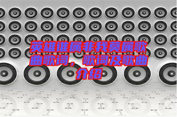 英雄誰(shuí)屬非我莫屬歌曲歌詞，歌詞及歌曲介紹