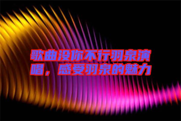 歌曲沒(méi)你不行羽泉演唱，感受羽泉的魅力